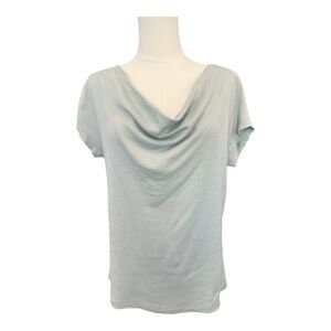 ✨ EUC ELIE TAHARI Women’s Sage Green Cowl Neck Short Sleeve Shirt | Size M
